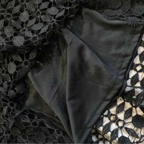 NWOT Eilly Bazar Black hollow out Lace long sleeve Mock neck Dress size M & L - Picture 7 of 14